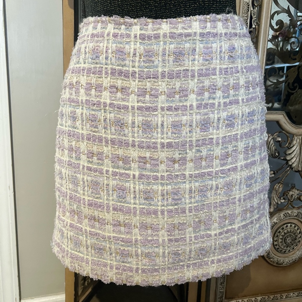 House of Harlow 1960 Lavender and Cream Tweed Mini Skirt - Picture 2 of 6
